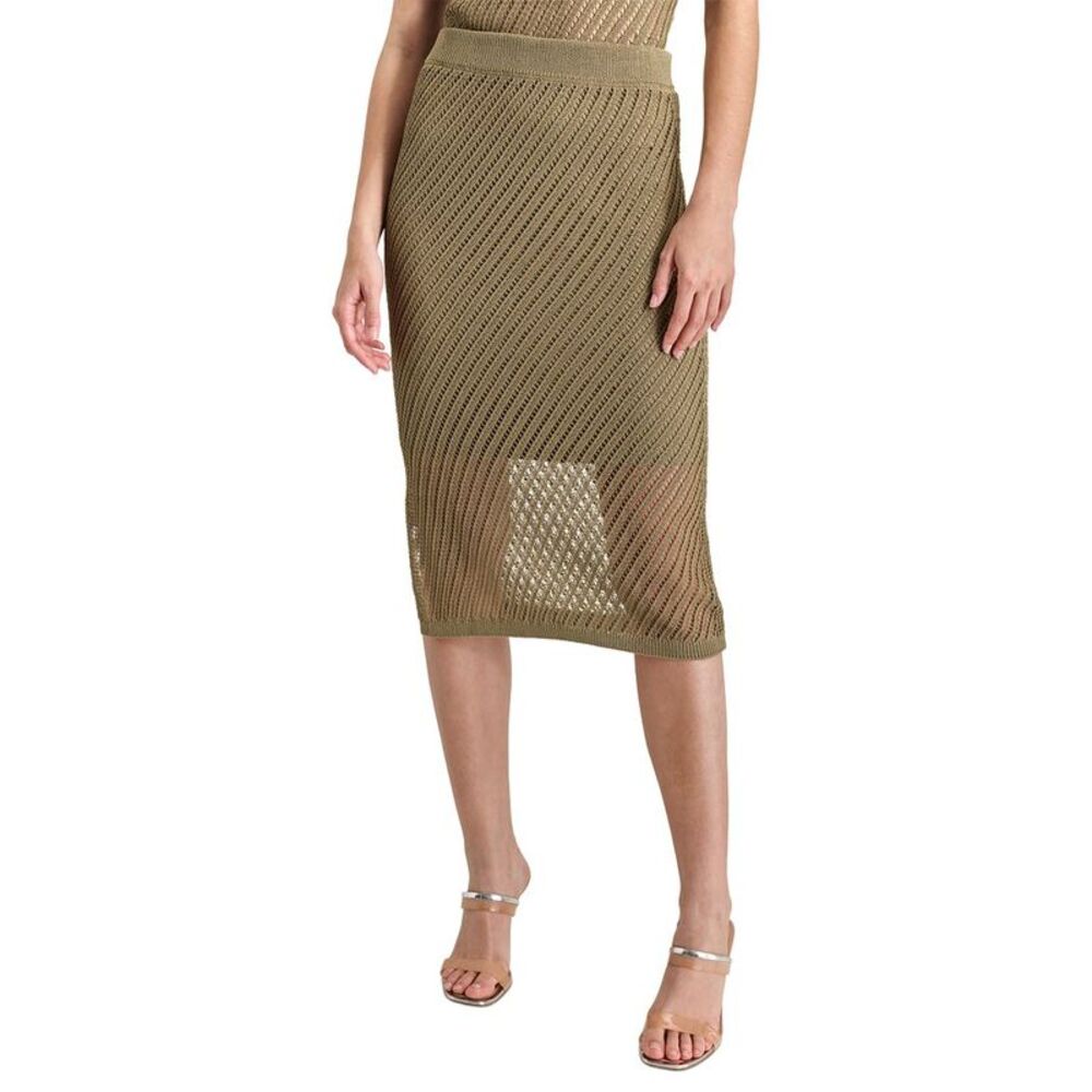 Dkny Womens Open Stitch Corded Skirt, Green